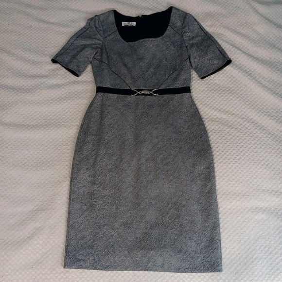 Kay Unger Dresses & Skirts - Kay Unger Dress Women's 4 ABlack Gray Sheath Half‎ Sleeves Stretch Office Career